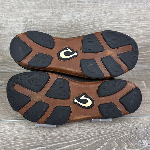 OluKai Moloa Mens Size 10.5 Black Leather Collapsible Heel Slip On Loafer - Picture 9 of 11